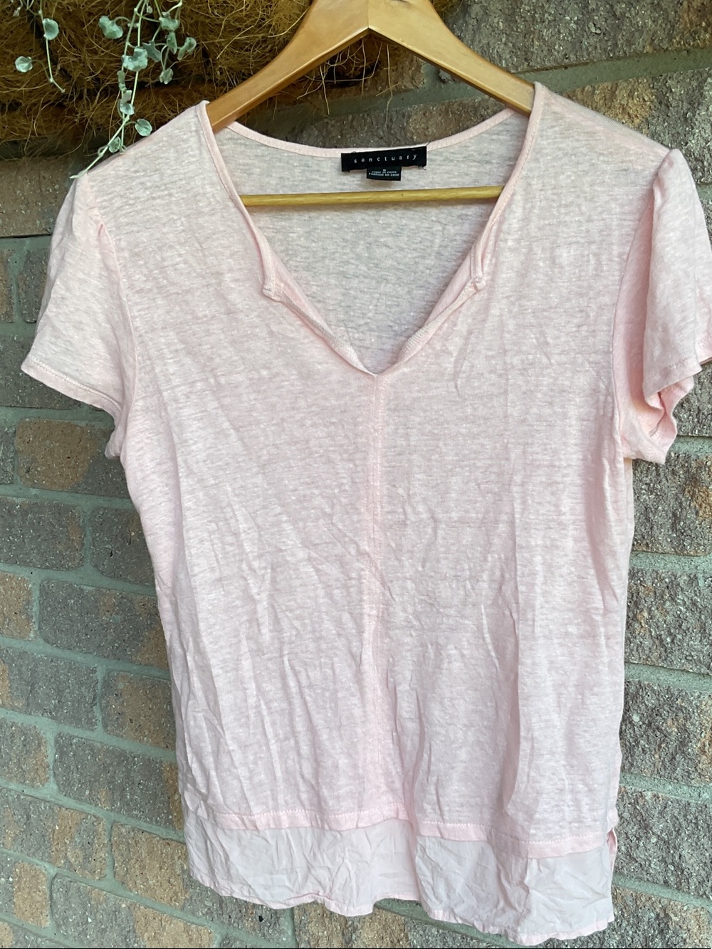 Sanctuary Pale Pink 100% Linen “Up Town Tee”
